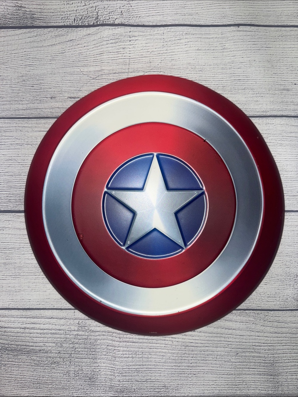 Captain Shield Wall Decor - Red, Silver & Blue Star Accent - 12” Diameter